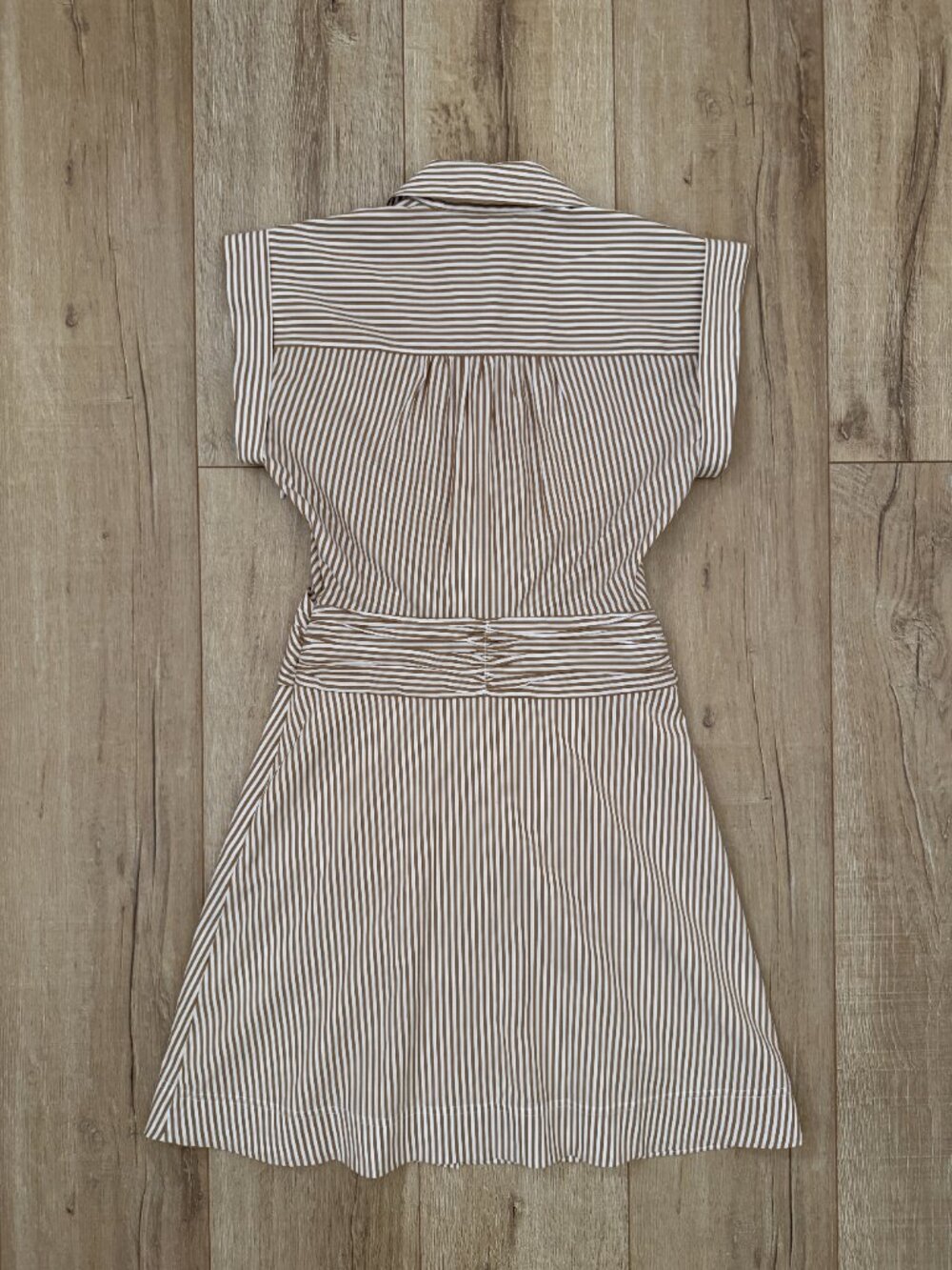 Veronica Beard Striped Cotton Waist Wrap Button Shirt Dress Acorn White Size 0 - Picture 2 of 9